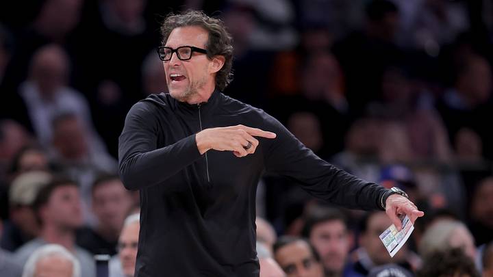 Apr 28, 2026; New York, New York, USA; Atlanta Hawks head coach Quin Snyder coaches against the New York Knicks during the second quarter of game five of the first round of the 2026 NBA Playoffs at Madison Square Garden. Mandatory Credit: Brad Penner-Imagn Images Apr 28, 2026; New York, New York, USA; Atlanta Hawks head coach Quin Snyder coaches against the New York Knicks during the second quarter of game five of the first round of the 2026 NBA Playoffs at Madison Square Garden. Mandatory Credit: Brad Penner-Imagn Images