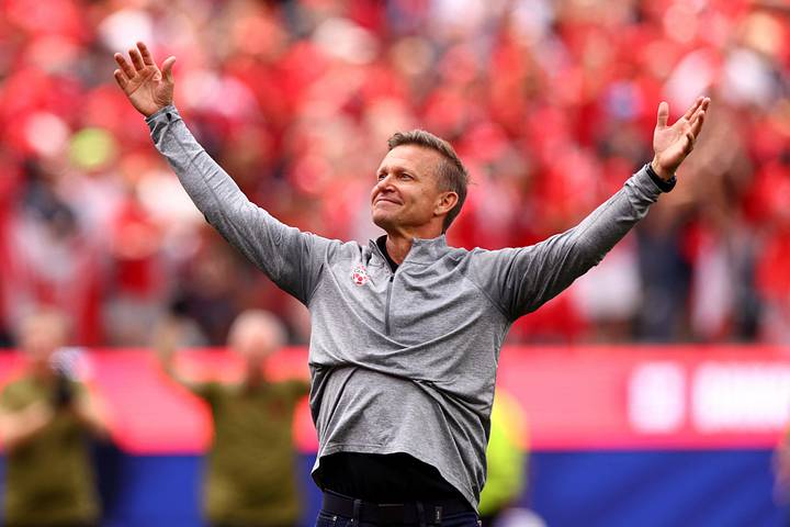Canada coach Jesse Marsch celebrates
