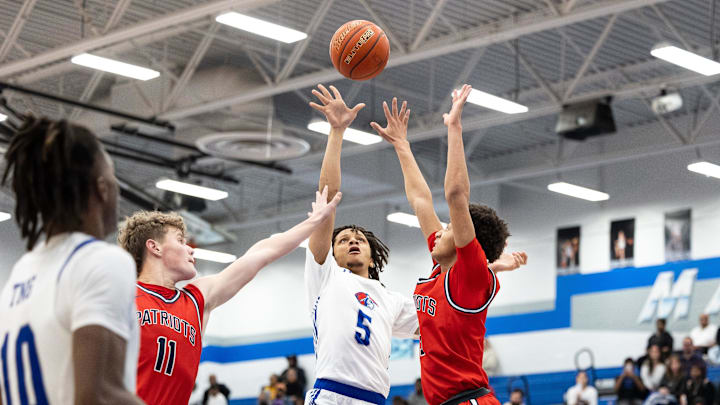 Estacado’s Kenny Coleman shoots the ball against Lubbock-Cooper Liberty in a District 5-4A boys basketball game Friday, Jan. 31, 2025, at Estacado High School.