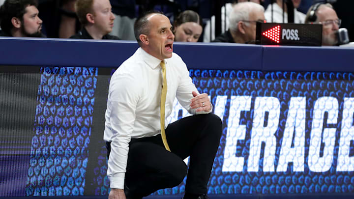 Feb 28, 2026; University Park, Pennsylvania, USA; Iowa Hawkeyes head coach Ben McCollum looks on from the bench during the first half against the Penn State Nittany Lions at Bryce Jordan Center. Mandatory Credit: Matthew O'Haren-Imagn Images Feb 28, 2026; University Park, Pennsylvania, USA; Iowa Hawkeyes head coach Ben McCollum looks on from the bench during the first half against the Penn State Nittany Lions at Bryce Jordan Center. Mandatory Credit: Matthew O'Haren-Imagn Images