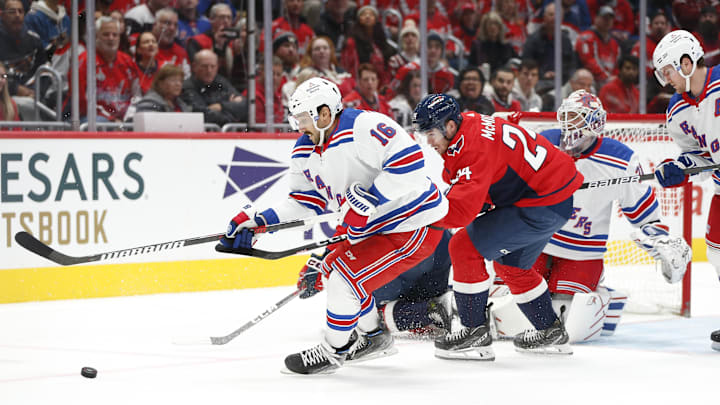 Dec 9, 2023; Washington, District of Columbia, USA; New York Rangers center Vincent Trocheck (16)