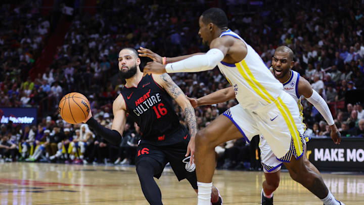 Mar 26, 2024; Miami, Florida, USA; Miami Heat forward Caleb Martin (16); Sam Navarro-USA TODAY Sports