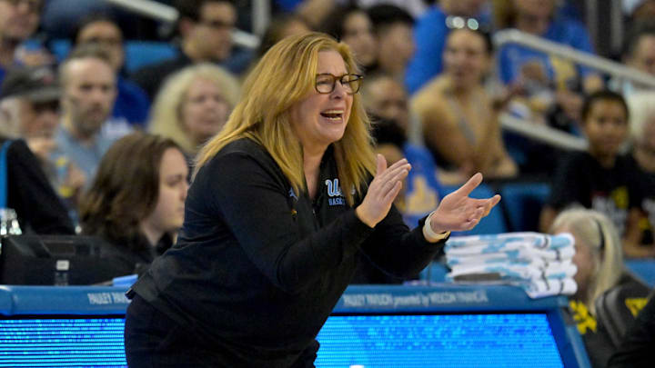 Feb 1, 2026; Los Angeles, California, USA;  UCLA Bruins head coach Cori Close in the first half against the Iowa Hawkeyes at Pauley Pavilion presented by Wescom Financial. Mandatory Credit: Jayne Kamin-Oncea-Imagn Images