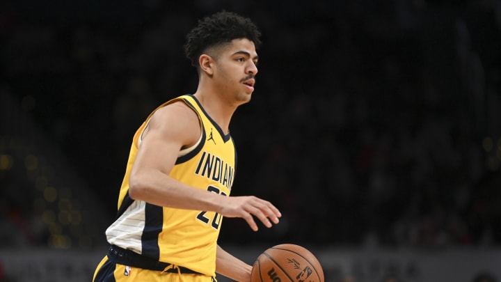 Dec 15, 2023; Washington, District of Columbia, USA; Indiana Pacers guard Ben Sheppard (26) dribbles up the court during the second half against the Washington Wizards at Capital One Arena. Mandatory Credit: Tommy Gilligan-USA TODAY Sports Dec 15, 2023; Washington, District of Columbia, USA; Indiana Pacers guard Ben Sheppard (26) dribbles up the court during the second half against the Washington Wizards at Capital One Arena. Mandatory Credit: Tommy Gilligan-USA TODAY Sports