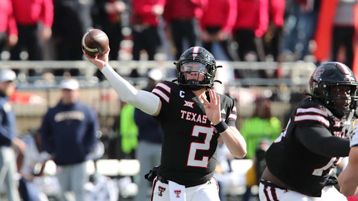 Texas Tech Red Raiders quarterback Behren Morton. Mandatory Credit: Michael C. Johnson-Imagn Images