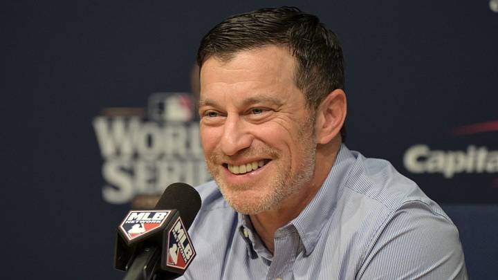 Oct 25, 2024; Los Angeles, California, USA; Los Angeles Dodgers president of baseball operations Andrew Friedman speaks in a press conference before game one against the New York Yankees in the 2024 MLB World Series at Dodger Stadium. Mandatory Credit: Jayne Kamin-Oncea-Imagn Images