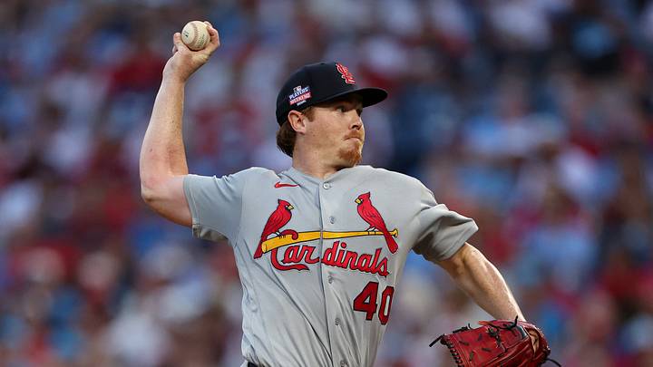Aug 21, 2026; Philadelphia, Pennsylvania, USA; St. Louis Cardinals pitcher Hunter Dobbins (40) throws a pitch against the Philadelphia Phillies during the second inning at Citizens Bank Park. Mandatory Credit: Bill Streicher-Imagn Images