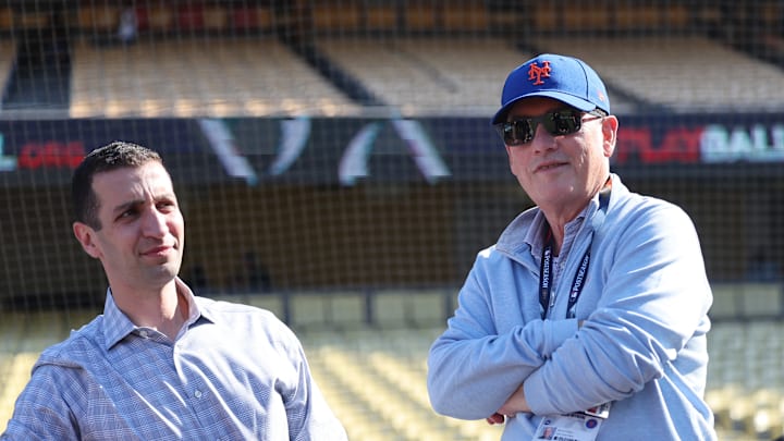New York Mets general manager David Stearns with New York Mets owner Steve Cohen. New York Mets general manager David Stearns with New York Mets owner Steve Cohen.