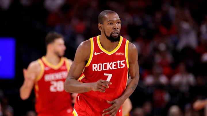 Oct 26, 2026; Houston, Texas, USA; Houston Rockets forward Kevin Durant (7) reacts after a made basket against the Atlanta Hawks during the third quarter at Toyota Center. Mandatory Credit: Erik Williams-Imagn Images Oct 26, 2026; Houston, Texas, USA; Houston Rockets forward Kevin Durant (7) reacts after a made basket against the Atlanta Hawks during the third quarter at Toyota Center. Mandatory Credit: Erik Williams-Imagn Images