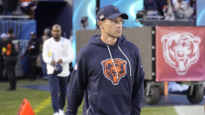 Sep 8, 2025; Chicago, Illinois, USA; Chicago Bears head coach Ben Johnson before the game against the Minnesota Vikings at Soldier Field. Mandatory Credit: David Banks-Imagn Images Sep 8, 2025; Chicago, Illinois, USA; Chicago Bears head coach Ben Johnson before the game against the Minnesota Vikings at Soldier Field. Mandatory Credit: David Banks-Imagn Images