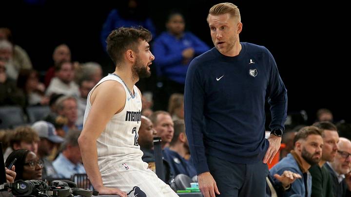 Feb 25, 2026; Memphis, Tennessee, USA; Memphis Grizzlies head coach Tuomas Iisalo talks with guard Ty Jerome (2) during the second quarter against the Golden State Warriors at FedExForum. Mandatory Credit: Petre Thomas-Imagn Images Feb 25, 2026; Memphis, Tennessee, USA; Memphis Grizzlies head coach Tuomas Iisalo talks with guard Ty Jerome (2) during the second quarter against the Golden State Warriors at FedExForum. Mandatory Credit: Petre Thomas-Imagn Images