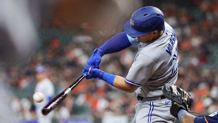 Toronto Blue Jays left fielder Daulton Varsho (25). Toronto Blue Jays left fielder Daulton Varsho (25).