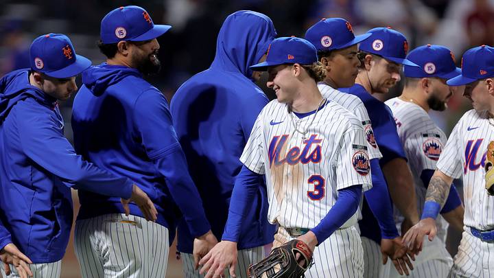 Sep 19, 2026; New York City, New York, USA; New York Mets right fielder Carson Benge (3) celebrates with teammates in the dugout after defeating the Philadelphia Phillies at Citi Field. Mandatory Credit: Brad Penner-Imagn Images Sep 19, 2026; New York City, New York, USA; New York Mets right fielder Carson Benge (3) celebrates with teammates in the dugout after defeating the Philadelphia Phillies at Citi Field. Mandatory Credit: Brad Penner-Imagn Images