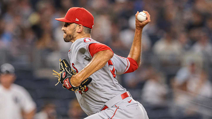 Jun 28, 2021; Bronx, New York, USA; Steve Cishek, LA Angels