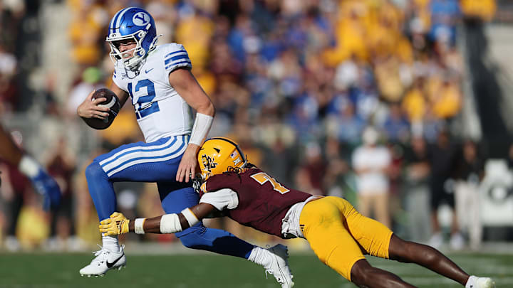 BYU's Jake Retzlaff runs against Arizona State