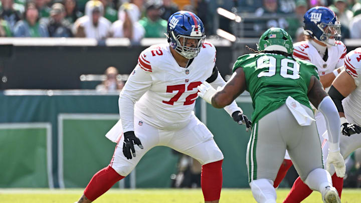 New York Giants right tackle Jermaine Eluemunor might leave behind the biggest hole if he isn't re-signed.