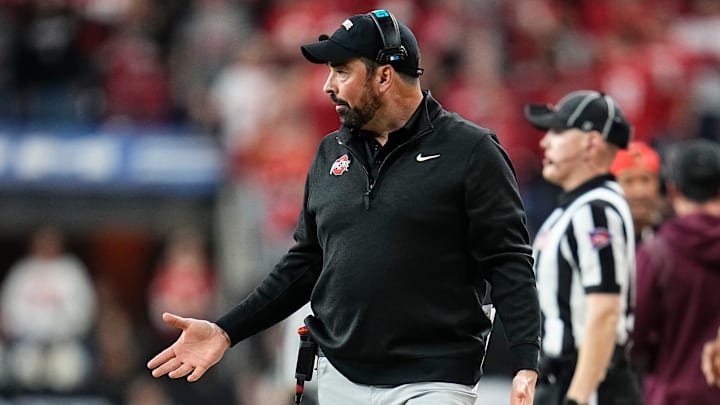Ohio State Buckeyes head coach Ryan Day reacts during the Big Ten Conference championship game against the Indiana Hoosiers at Lucas Oil Stadium in Indianapolis on Dec. 6, 2025. Ohio State lost 13-10. Ohio State Buckeyes head coach Ryan Day reacts during the Big Ten Conference championship game against the Indiana Hoosiers at Lucas Oil Stadium in Indianapolis on Dec. 6, 2025. Ohio State lost 13-10.