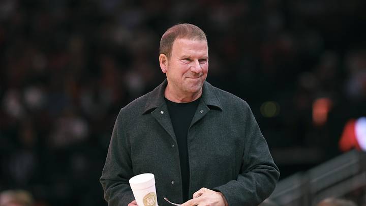 Dec 27, 2025; Houston, Texas, USA;  Houston Rockets owner Tilman Fertitta walks on the court during the first half against the Cleveland Cavaliers at Toyota Center. Mandatory Credit: Troy Taormina-Imagn Images