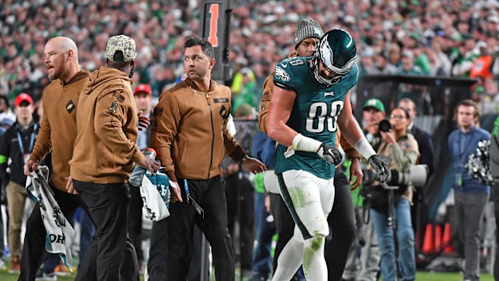Nov 5, 2023; Philadelphia, Pennsylvania, USA; Philadelphia Eagles tight end Dallas Goedert (88)