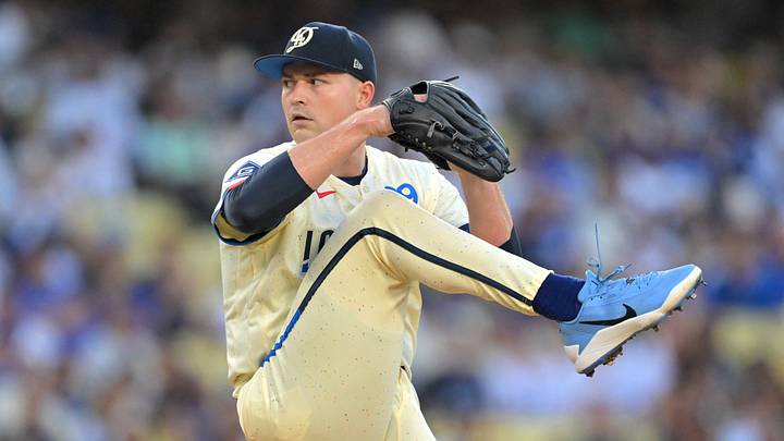 Sep 19, 2026; Los Angeles, California, USA;  Los Angeles Dodgers pitcher Tarik Skubal (29) pitches against the San Francisco Giants at Dodger Stadium.  Mandatory Credit: Jayne Kamin-Oncea-Imagn Images