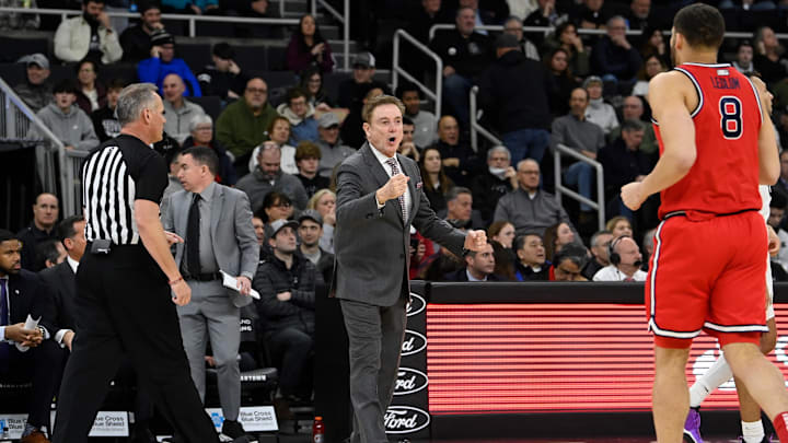 Feb 13, 2024; Providence, Rhode Island, USA; St. John's basketball head coach Rick Pitino  works from