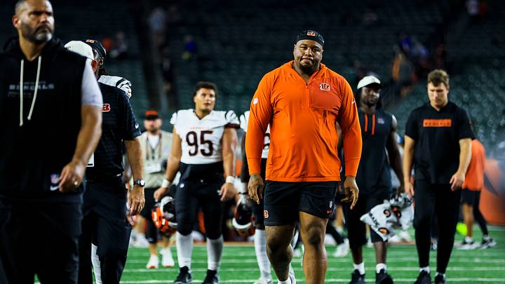 Aug 13, 2026; Cincinnati, Ohio, USA; Cincinnati Bengals defensive tackle Dexter Lawrence II (97) walks off the field after the victory over the Detroit Lions at Paycor Stadium. Mandatory Credit: Katie Stratman-Imagn Images