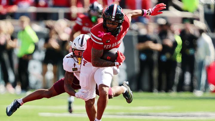 Oct 17, 2026; Lubbock, Texas, USA; Texas Tech Red Raiders wide receiver Kenny Johnson (2) rushes against Arizona State Sun Devils safety Montana Warren (7) in the first half at Galaxy Stadium. Mandatory Credit: Michael C. Johnson-Imagn Images Oct 17, 2026; Lubbock, Texas, USA; Texas Tech Red Raiders wide receiver Kenny Johnson (2) rushes against Arizona State Sun Devils safety Montana Warren (7) in the first half at Galaxy Stadium. Mandatory Credit: Michael C. Johnson-Imagn Images