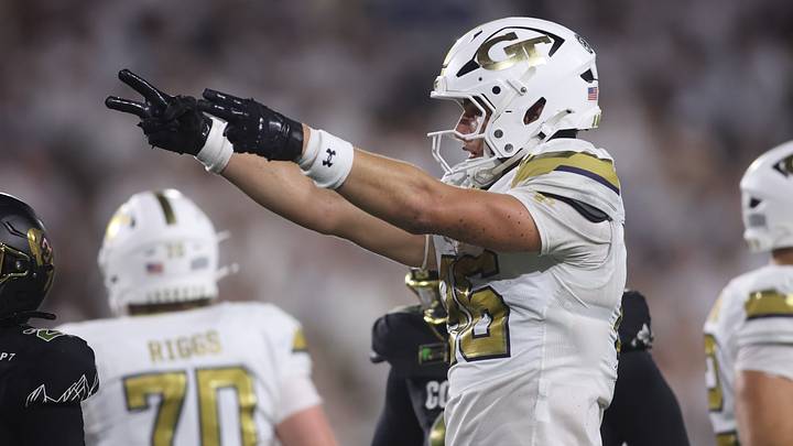 Sep 3, 2026; Atlanta, Georgia, USA; Georgia Tech Yellow Jackets punter Jonathan Genty (46) reacts at Bobby Dodd Stadium at Hyundai Field. Mandatory Credit: Brett Davis-Imagn Images Sep 3, 2026; Atlanta, Georgia, USA; Georgia Tech Yellow Jackets punter Jonathan Genty (46) reacts at Bobby Dodd Stadium at Hyundai Field. Mandatory Credit: Brett Davis-Imagn Images