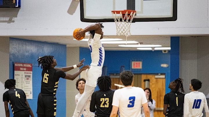 Patrick Johnson of Gateway Charter dunks in their game against Golden Gate on Tuesday, Jan. 30, 2024, at Gateway Charter High School in Fort Myers.