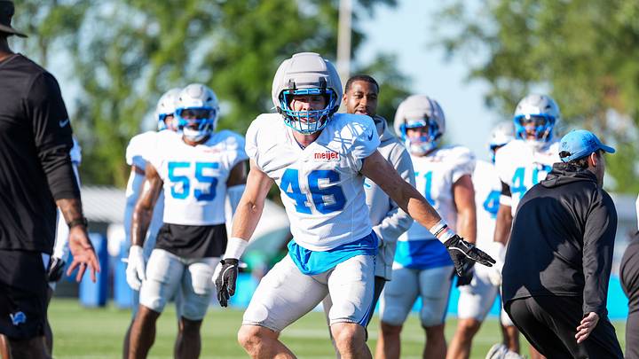 Detroit Lions linebacker Jack Campbell (46). Detroit Lions linebacker Jack Campbell (46).