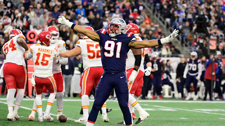 Dec 17, 2023; Foxborough, Massachusetts, USA; New England Patriots defensive end Deatrich Wise Jr.