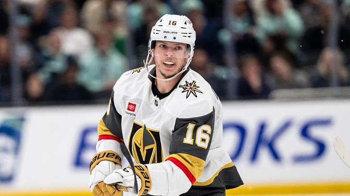 Apr 9, 2026; Seattle, Washington, USA;  Vegas Golden Knights forward Pavel Dorofeyev (16) is pictured during a game against the Seattle Kraken at Climate Pledge Arena. Mandatory Credit: Stephen Brashear-Imagn Images