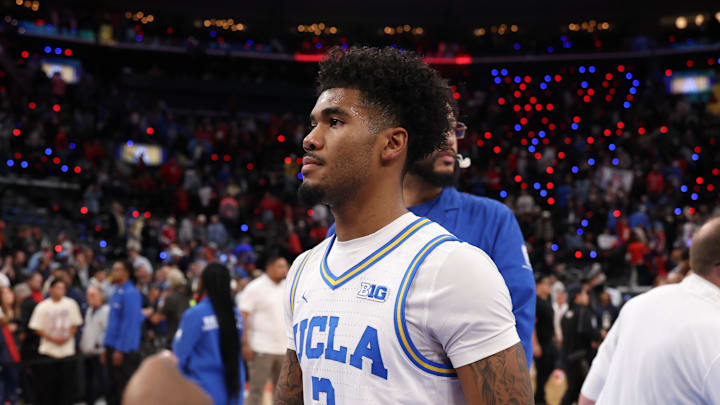 Nov 14, 2025; Inglewood, California, USA; UCLA Bruins guard Donovan Dent (2) leaves the court after defeated by the Arizona Wildcats 69-65 at Intuit Dome. Mandatory Credit: Kiyoshi Mio-Imagn Images Nov 14, 2025; Inglewood, California, USA; UCLA Bruins guard Donovan Dent (2) leaves the court after defeated by the Arizona Wildcats 69-65 at Intuit Dome. Mandatory Credit: Kiyoshi Mio-Imagn Images