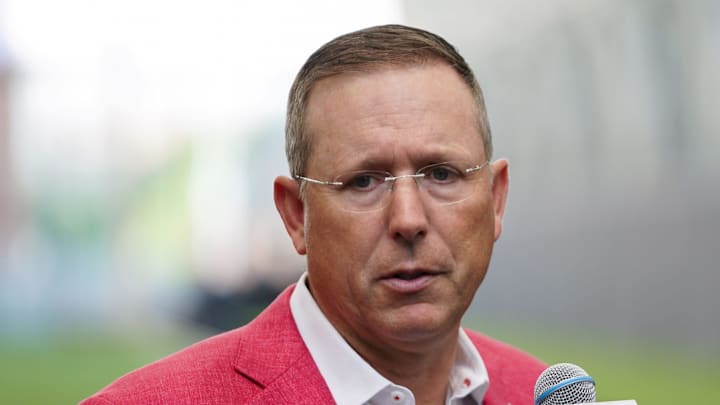 Cincinnati head football coach Scott Satterfield, Wednesday, June 11, 2025, at Sheakley Indoor Performance Center in Cincinnati.