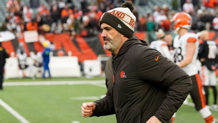 Cleveland Browns head coach Kevin Stefanski runs for the locker room after the fourth quarter of the NFL Week 18 game between the Cincinnati Bengals and the Cleveland Browns at Paycor Stadium in downtown Cincinnati on Sunday, Jan. 7, 2024. Cleveland Browns head coach Kevin Stefanski runs for the locker room after the fourth quarter of the NFL Week 18 game between the Cincinnati Bengals and the Cleveland Browns at Paycor Stadium in downtown Cincinnati on Sunday, Jan. 7, 2024.