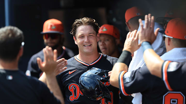 Mar 15, 2026; Tampa, Florida, USA; Detroit Tigers catcher Dillon Dingler (13) scores a run during the first inning against the New York Yankees at George M. Steinbrenner Field. Mandatory Credit: Kim Klement Neitzel-Imagn Images Mar 15, 2026; Tampa, Florida, USA; Detroit Tigers catcher Dillon Dingler (13) scores a run during the first inning against the New York Yankees at George M. Steinbrenner Field. Mandatory Credit: Kim Klement Neitzel-Imagn Images