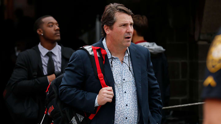 Georgia co-defensive Coordinator Will Muschamp arrives at Sanford Stadium before the start of a NCAA college football game between Samford and Georgia in Athens, Ga., on Saturday, Sept. 10, 2022.

News Joshua L Jones
