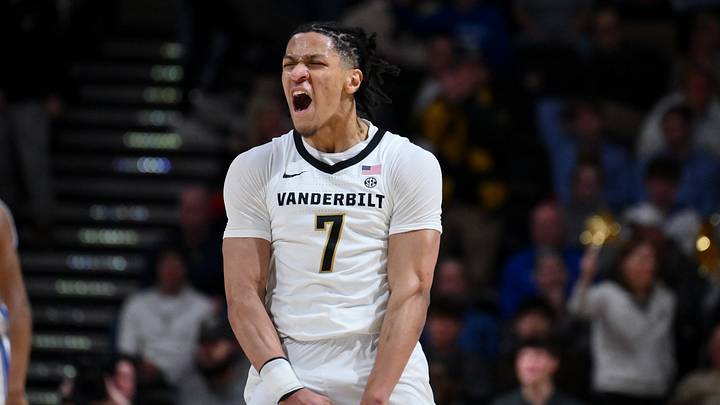 Jan 27, 2026; Nashville, Tennessee, USA; Vanderbilt Commodores guard Chandler Bing (7) reacts after a made three point basket against the Kentucky Wildcats during the first half at Memorial Gymnasium. Mandatory Credit: Steve Roberts-Imagn Images Jan 27, 2026; Nashville, Tennessee, USA; Vanderbilt Commodores guard Chandler Bing (7) reacts after a made three point basket against the Kentucky Wildcats during the first half at Memorial Gymnasium. Mandatory Credit: Steve Roberts-Imagn Images
