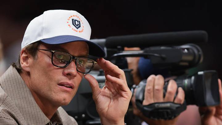 Apr 1, 2026; Miami, Florida, USA; Tom Brady attends the game between the Miami Heat and the Boston Celtics at Kaseya Center. Mandatory Credit: Sam Navarro-Imagn Images