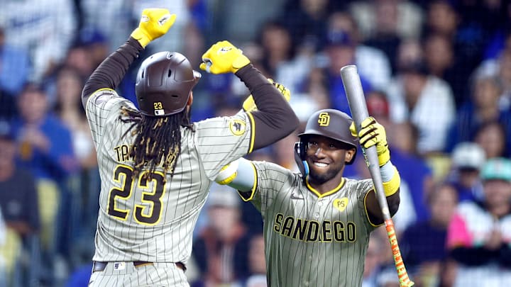 San Diego Padres outfielders Fernando Tatis Jr., Jurickson Profar
