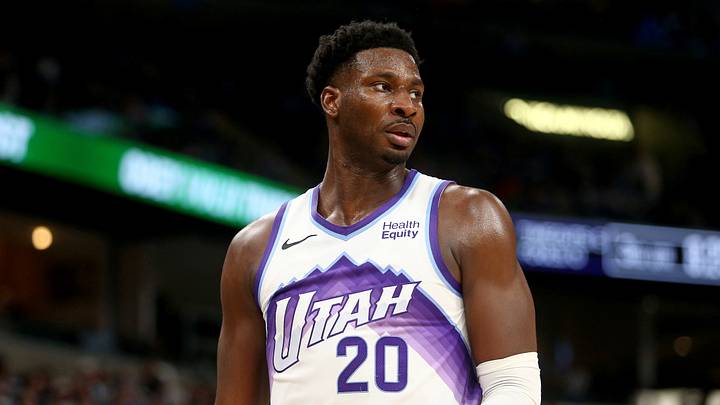 Oct 21, 2026; Memphis, Tennessee, USA; Utah Jazz forward Jaren Jackson Jr. (20) looks on during the third quarter against the Memphis Grizzlies at FedExForum. Mandatory Credit: Petre Thomas-Imagn Images