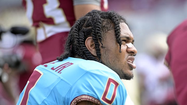 Apr 20, 2024; Tallahassee, Florida, USA; Florida State Seminoles defensive back Earl Little Jr (0) during the Spring Showcase at Doak S. Campbell Stadium. Mandatory Credit: Melina Myers-USA TODAY Sports