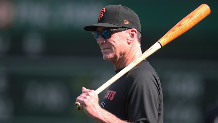 Aug 5, 2025; Pittsburgh, Pennsylvania, USA; San Francisco Giants manager Bob Melvin (6) looks on during batting practice against the Pittsburgh Pirates at PNC Park. Mandatory Credit: Charles LeClaire-Imagn Images Aug 5, 2025; Pittsburgh, Pennsylvania, USA; San Francisco Giants manager Bob Melvin (6) looks on during batting practice against the Pittsburgh Pirates at PNC Park. Mandatory Credit: Charles LeClaire-Imagn Images