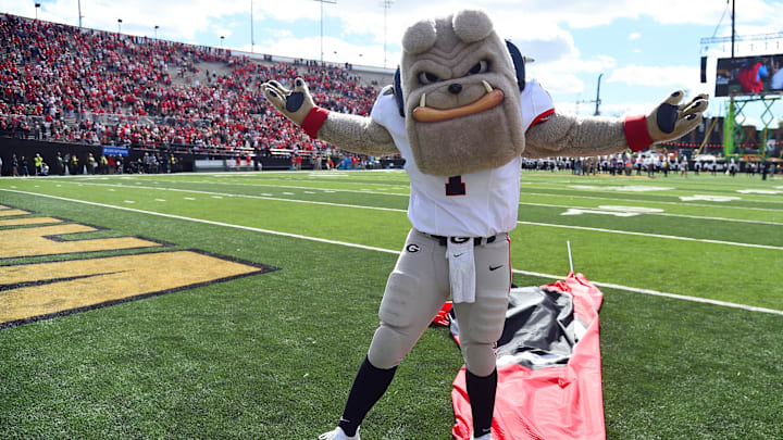 Oct 14, 2023; Nashville, Tennessee, USA; Georgia Bulldogs mascot Hairy Dawg before the game against