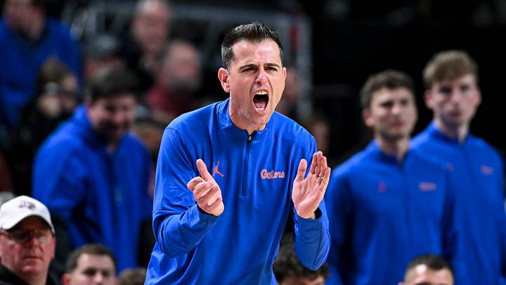 Feb 7, 2026; College Station, Texas, USA; Florida Gators head coach Todd Golden reacts during the second half against the Texas A&M Aggies at Reed Arena. Mandatory Credit: Maria Lysaker-Imagn Images