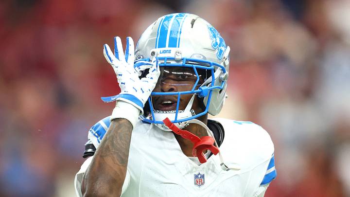 Oct 11, 2026; Glendale, Arizona, USA; Detroit Lions wide receiver Jameson Williams (1) reacts after a play against the Arizona Cardinals during the third quarter at State Farm Stadium. Mandatory Credit: Mark J. Rebilas-Imagn Images Oct 11, 2026; Glendale, Arizona, USA; Detroit Lions wide receiver Jameson Williams (1) reacts after a play against the Arizona Cardinals during the third quarter at State Farm Stadium. Mandatory Credit: Mark J. Rebilas-Imagn Images