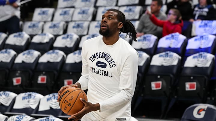 Apr 5, 2022; Minneapolis, Minnesota, USA; Minnesota Timberwolves center Naz Reid (11) warms up before the game against the Washington Wizards at Target Center. Mandatory Credit: David Berding-Imagn Images