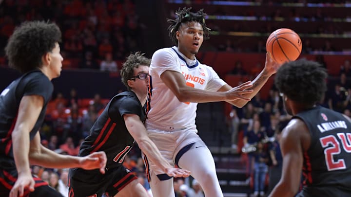 Jan 21, 2024; Champaign, Illinois, USA; Illinois Fighting Illini guard Terrence Shannon Jr. (0)