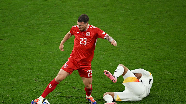 Germany v Denmark: Round of 16 - UEFA EURO 2024 - Højbjerg in action during Denmark's Euros round of 16 defeat at the hands of the hosts, Germany