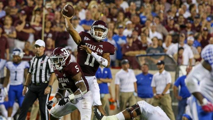 Texas A&M Aggies quarterback Kellen Mond (11) throws a pass during the second quarter against the Kentucky Wildcats at Kyle Field. Texas A&M Aggies quarterback Kellen Mond (11) throws a pass during the second quarter against the Kentucky Wildcats at Kyle Field.